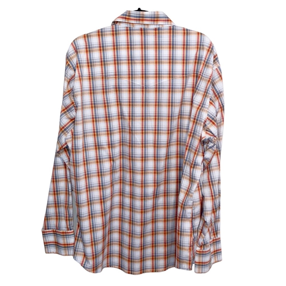Wrangler Mens XLarge Western Plaid Pearl Snap Long Sleeve Shirt Pockets Rodeo - Picture 2 of 9